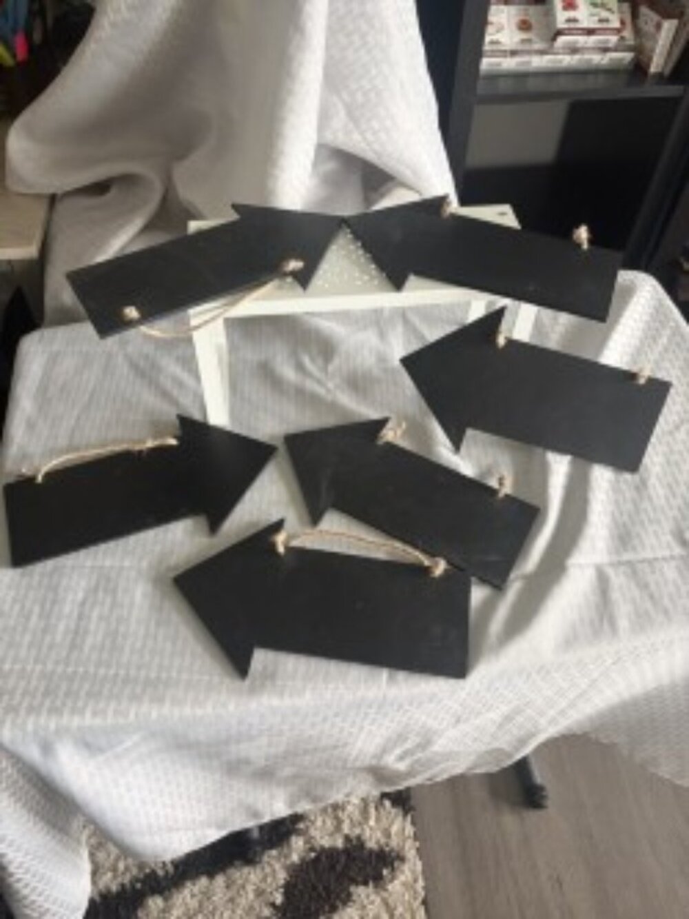 [6ct] Black Chalkboard ARROW Hanging Signs - Brand New